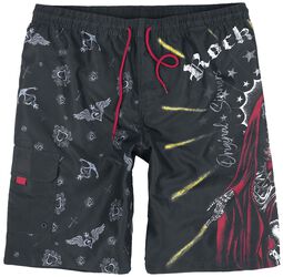 Swim Shorts With Old School Print, Rock Rebel by EMP, Zwembroek
