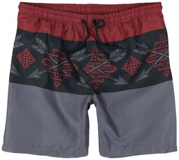 Tricolor Swim Shorts with Arrow Print, Black Premium by EMP, Zwembroek