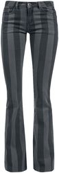 Grace - Black/Grey Striped Trousers, Gothicana by EMP, Stoffen broeken