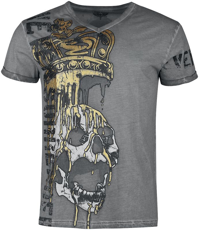 T-shirt met schedel en kroon print