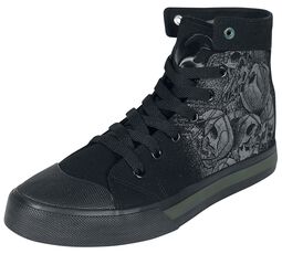 Black Sneakers with Skull Print, Black Premium by EMP, Sneakers high