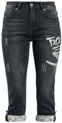 3/4 Jeans with Graffiti Details, RED by EMP, Korte broek