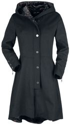 Gothicana X Anne Stokes - Zwarte jas met grote capuchon en vetersluiting