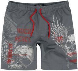 Swim Shorts with Skull Print, Rock Rebel by EMP, Zwembroek