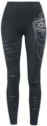 Gothicana X Anne Stokes - Black Leggings with Underlaid Cut-Outs and Print, Gothicana by EMP, Leggings
