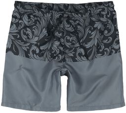 Ornament Print Swim Shorts, Black Premium by EMP, Zwembroek