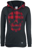 Checkered Detail Hoodie, RED by EMP, Trui met capuchon