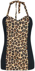 Black Top with Leopard Print and Thin Straps