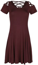 Dark-Red Dress with Decorative Lacing