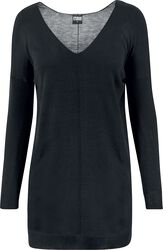 Ladies Fine Knit Oversize V-Neck Sweater, Urban Classics, Sweatshirts