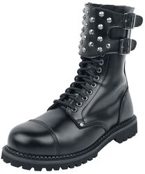 Black Boots with Studded Buckles, Gothicana by EMP, Laars