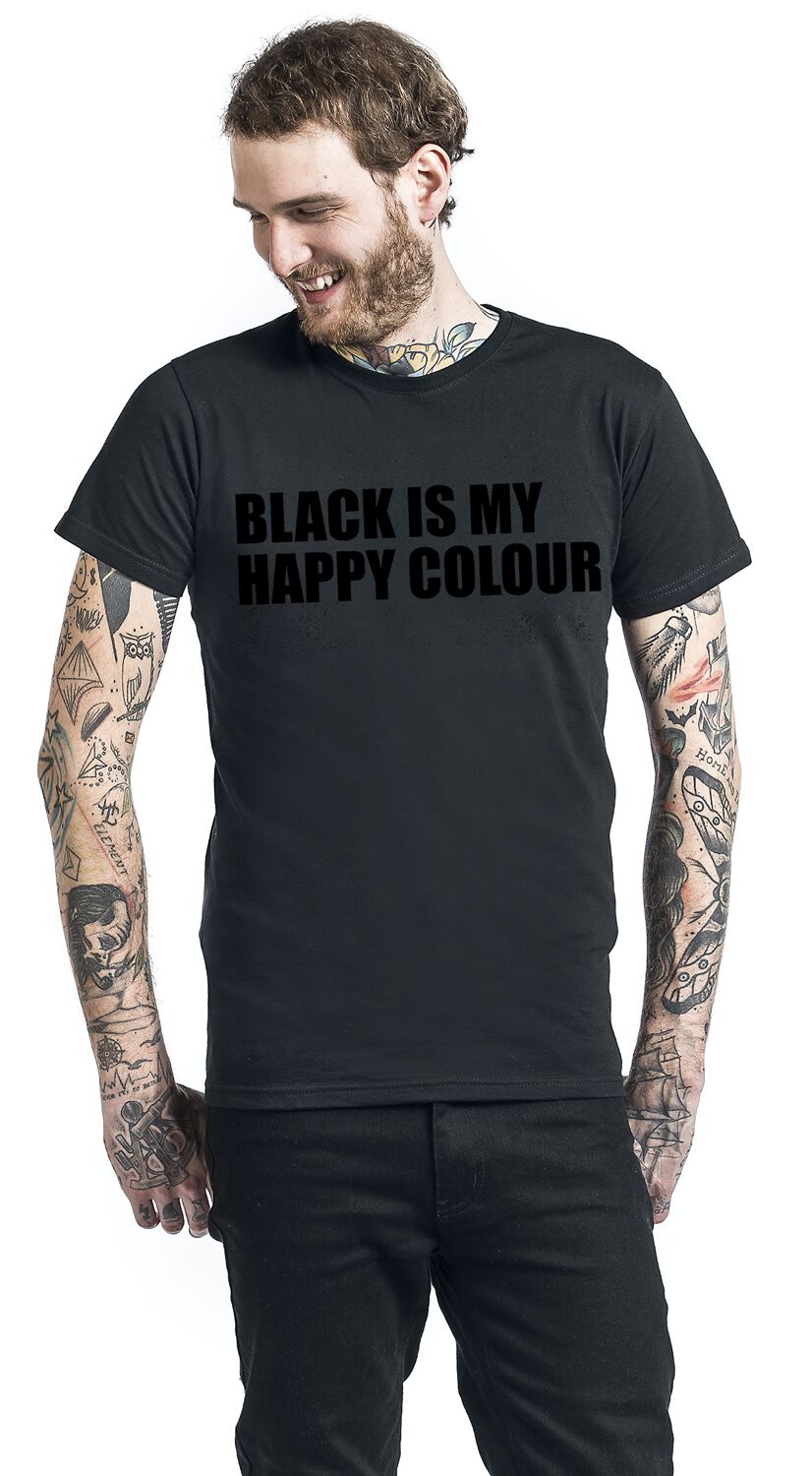Black Is My Happy Colour Slogans Tshirt Large