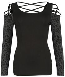 Longsleeve with Cold-Shoulder Detail, Black Premium by EMP, Shirt met lange mouwen