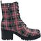 Black Lace-Up Boots with Checked Pattern and Heel