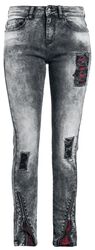 Skarlett - Jeans met heftige wash, scheuren en ruit details, Rock Rebel by EMP, Jeans