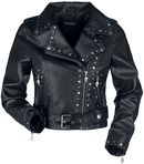 Black faux leather jacket with studs, Rock Rebel by EMP, Kunstlederen jas