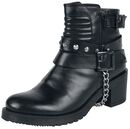 Black Boost with Quilting on the Shaft, Buckles and Decorative Chain, Gothicana by EMP, Bikerlaars