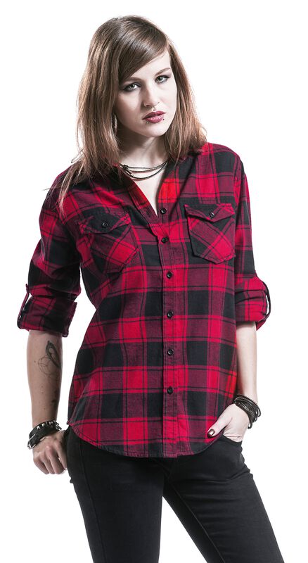 Brandit Amy Flannel Shirt Girls Ladies Shirt (1-Pack), black /red Brandit Amy Flannel Shirt Girls Ladies Shirt (1-Pack), black /red