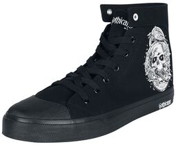 Black Sneakers with Side Print and Embroidery on Reverse