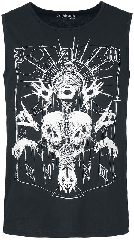 Mouwloos shirt met occulte print