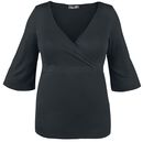 Wrapped V-Neck, Black Premium by EMP, Shirt met lange mouwen