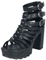 Black High Heels with Straps and Studs, Gothicana by EMP, Hoge Hakken