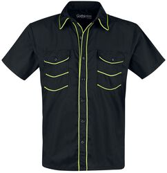 Black Short-Sleeve Shirt with Neon-Coloured Details