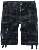 Black shorts with check pattern, Black Premium by EMP, Korte broek
