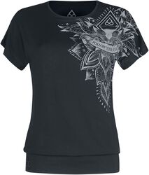 Sport and Yoga - Casual Black T-shirt with Detailed Print, Large, T-shirt