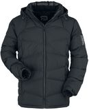 Black Puffer Jacket with Removable Hood, RED by EMP, Winterjas