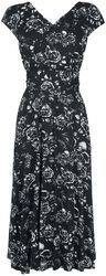 Multi-Way Dress with Skull & Roses Print, Black Premium by EMP, Medium-lengte jurk