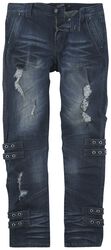 Blue Jeans with Distressed Effects and Eyelets
