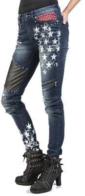 Skarlett - Dark-Blue Jeans with Prints and Details