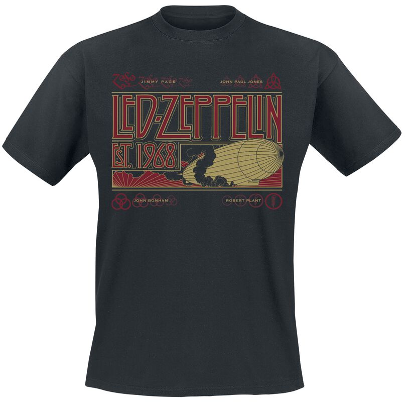 Officieel Band Shirt Zwart Zeppelin Smoke Merch Led Zeppelin 'Zeppelin & Smoke' T-shirt - Zwart, 100% Katoen, Officiële Merch Led Zeppelin Shirt Officieel Band Shirt Zwart Zeppelin Smoke Merch Led Zeppelin 'Zeppelin & Smoke' T-shirt - Zwart, 100% Katoen, Officiële Merch Led Zeppelin Shirt