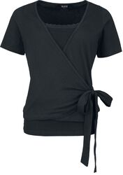 Dubbellaags shirt met gestrikt-detail, Black Premium by EMP, T-shirt