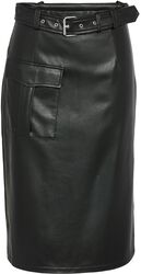NMPaula PU midi cargo skirt with slit WVN, Noisy May, Medium-lengte rok