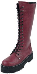 Dark Red Lace-Up Boots, Black Premium by EMP, Laars