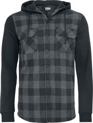 Hooded Checked Flannel Sweat Sleeve Shirt, Urban Classics, Flanellen overhemd
