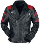 Black/Red Leather Biker Jacket, Rock Rebel by EMP, Lederen jas