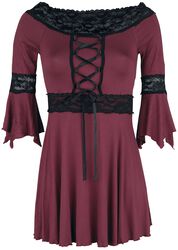 Burgundy Long-Sleeve with Flared Sleeves and Lace