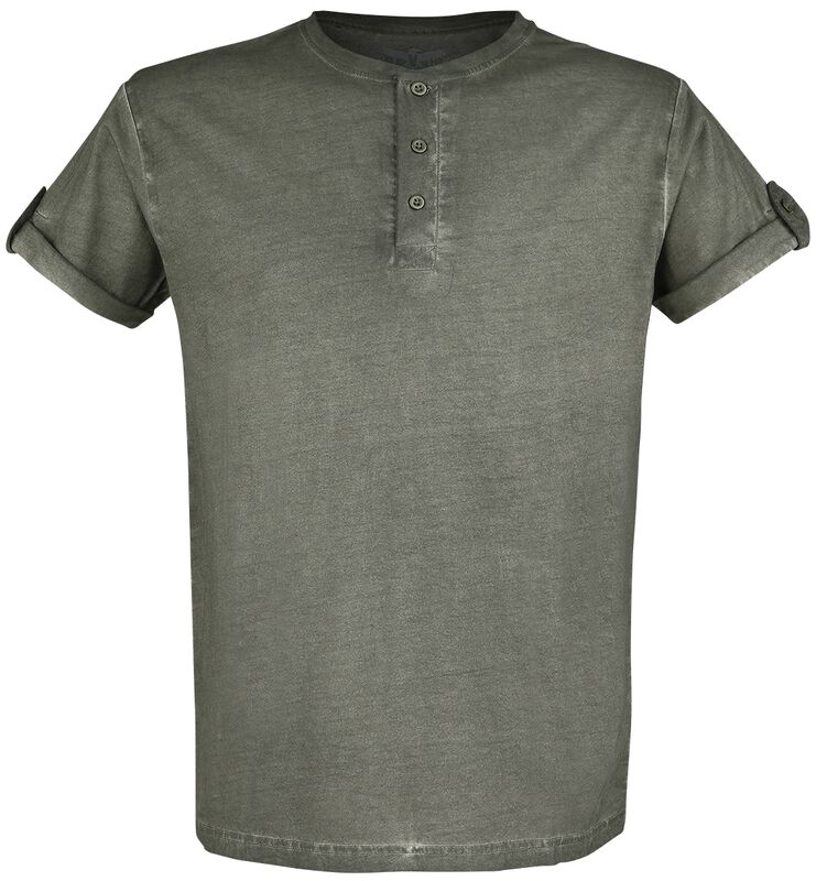 Green T-shirt with Buttons and Turn-up Sleeves