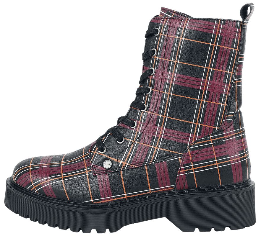 Checked Lace-Up Boots