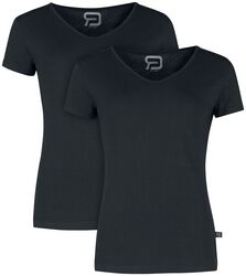 Two Black T-shirts with V-Neckline, RED by EMP, T-shirt