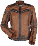 Rock Rebel X Route 66 - Brown Leather Jacket with Embossing and Dark Details, Rock Rebel by EMP, Lederen jas