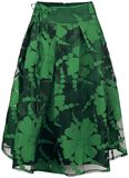 Jasmine Green Floral Organza Skirt, Voodoo Vixen, Medium-lengte rok