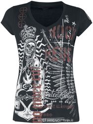 T-shirt met opvallende schedelprint en opschrift, Rock Rebel by EMP, T-shirt