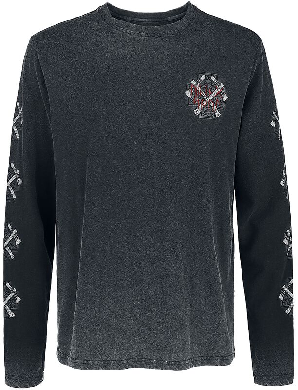 Black Long-Sleeve Shirt with Print