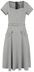 Houndstooth Short Sleeve Flare Dress, Voodoo Vixen, Medium-lengte jurk